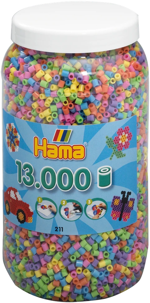 Hama Beads HAMA karoliukai - Midi - Pastelinių spalvų mišinys, 13.000 vnt. (211-50)