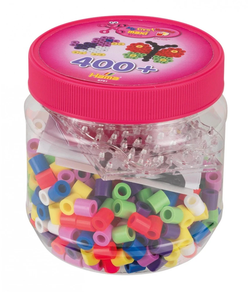 Hama Beads Hama - Maxi karoliukai 400 karoliukų + 2 smeigtukų plokštelės (388791)