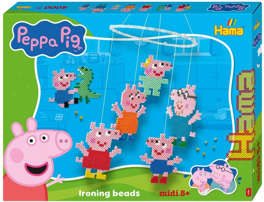 Hama Beads Hama - Midi dovanų dėžutė Peppa Pig šeima ir mažoji sesutė (387917)