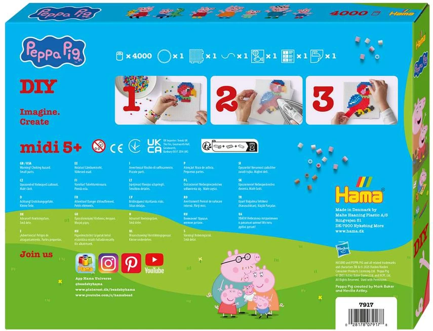 Hama Beads Hama - Midi dovanų dėžutė Peppa Pig šeima ir mažoji sesutė (387917)