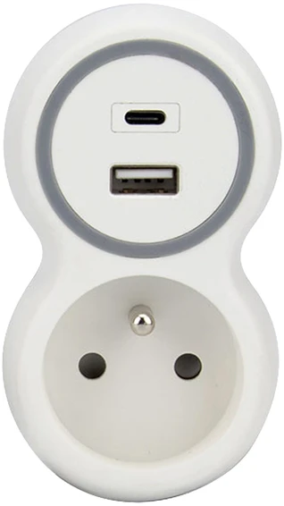 Hand Home Vienkartinis šakotuvas, 1x kištukinis lizdas su įžeminimu, 1x USB A lizdas, 1x USB C lizdas – PD20W