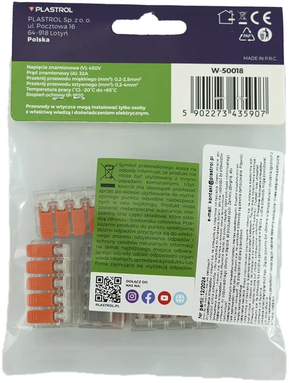 Plastrol Komplektas 5 vnt. greitųjų movų su svirtimis visų tipų laidams: sz-5d; 32A; 450V; lankstus laidas 0,2-1,5 mm², standus laidas 0,2-4 mm².