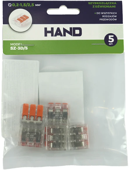 Plastrol Komplektas 5 vnt. greitųjų jungčių su svirtimis visų tipų laidams: sz-3d; 24a; 450v; lankstusis laidas 0,2–1,5 mm², standusis laidas 0,2–2,5 mm²