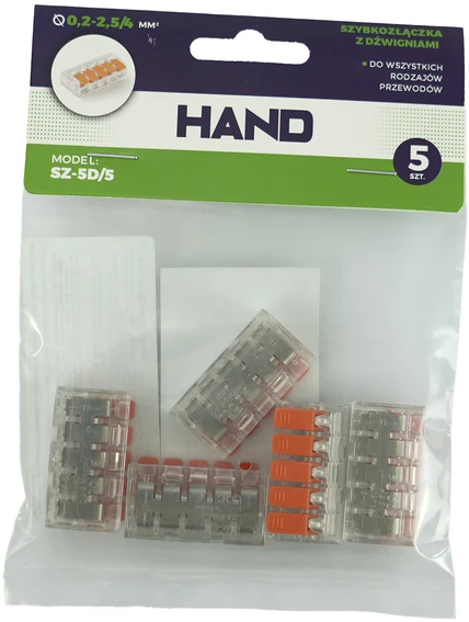 Plastrol Komplektas 5 vnt. greitųjų movų su svirtimis visų tipų laidams: sz-5d; 32A; 450V; lankstus laidas 0,2-1,5 mm², standus laidas 0,2-4 mm².