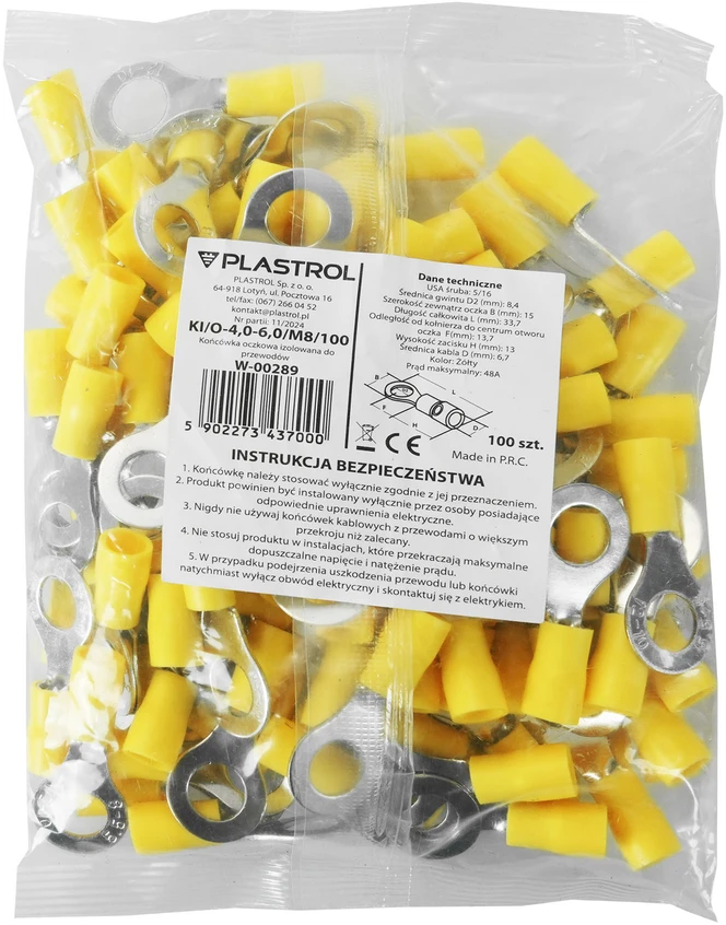 Plastrol Akis formos izoliuotas antgalis laidams 4,0-6,0 mm²; M8
