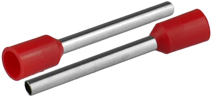 HAND Izoliuota įmovos antgalė laidams 1×1,5mm2; įmovos ilgis 24,4mm raudona 50 vnt.