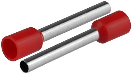 HAND Įvorės antgalis izoliuotas laidams 1×2,5mm2; įvorės ilgis 25,2mm raudona 50 vnt.