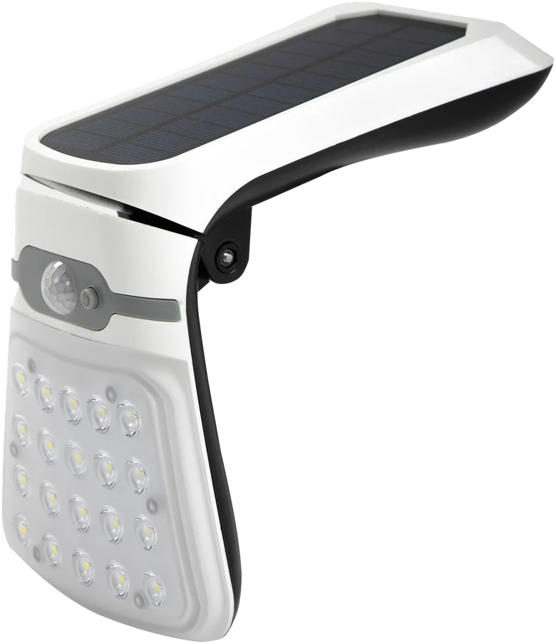 Plastrol Sieninis sulankstomas saulės šviestuvas su judesio ir prieblandos jutikliu, 3,5 W; 330 lm; 6000 K + 20xLED SMD – IP44
