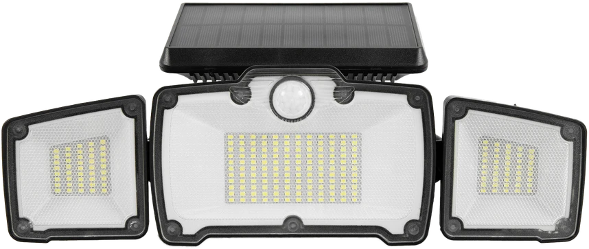 Plastrol Sieninis saulės šviestuvas 3x panelis 218 led su nuotolinio valdymo pultu, judesio ir prieblandos jutikliu – 4w ; 500lm – ip65