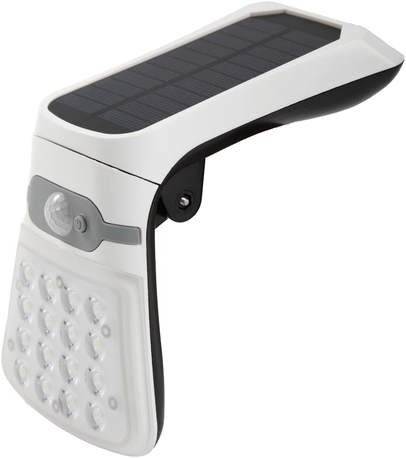 Hand Light Sieninis Saulės šviestuvas sulankstomas su judesio ir prieblandos davikliu, 2,5 W; 220 lm; 6000 K + 16xLED SMD galinė – IP44