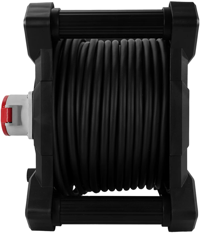 Hand Power Przedłużacz bębnowy kwadratowy linija hand pwr; 4p+su; 2x2p+su; ip44; 16a;400v; h07rn-f; 5×2,5; 25m;schuko; juoda