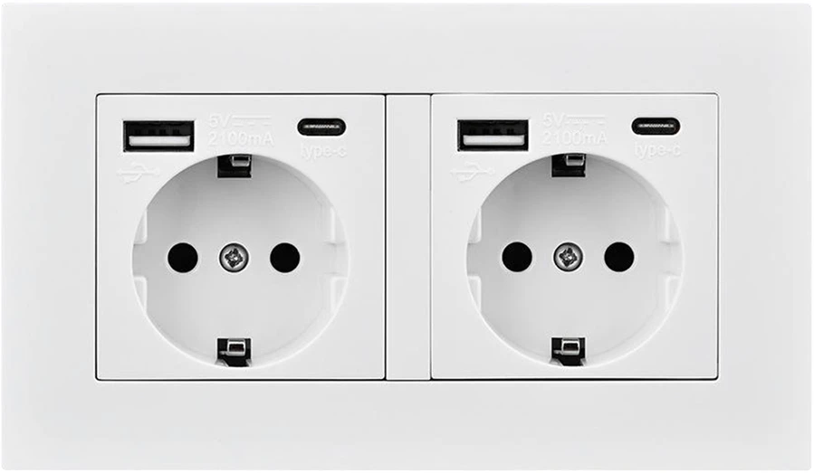 Plastrol kištukinis lizdas dvigubas 2p+su su USB-A+C Schuko