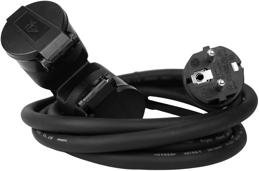Hand Pro Przedłużacz zewnętrzny podwójny, gumowy, 31,5mm?, 20m, IP44, FRENCH juoda HAND