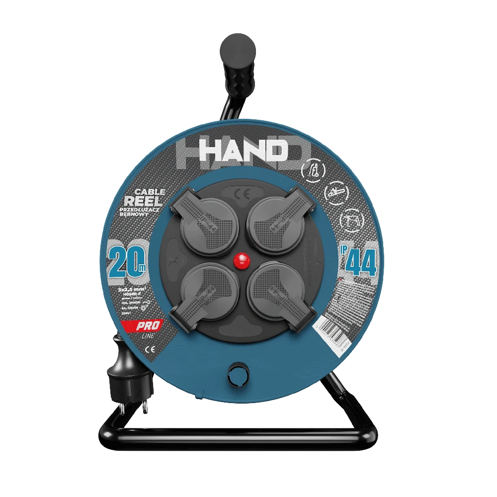 „Hand Pro“ kabelio būgnas, guminis apvyniotas laidas, IP44