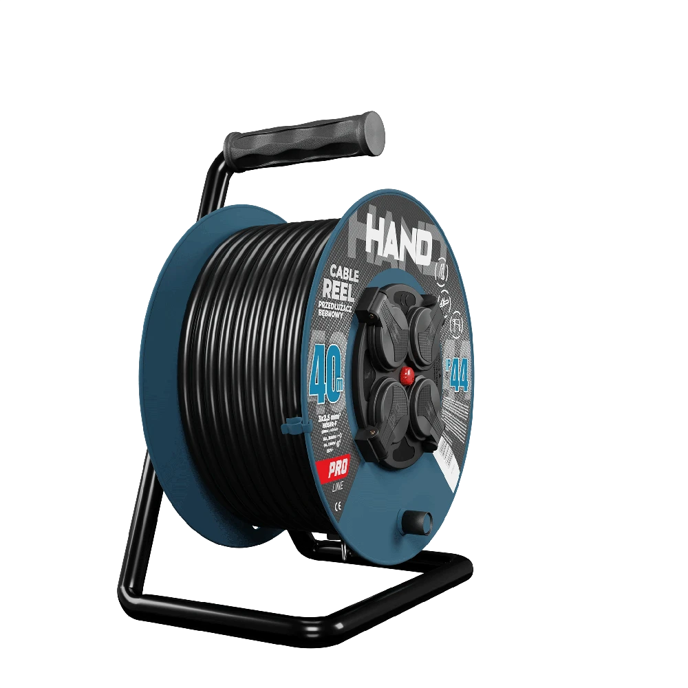 „Hand Pro“ kabelio būgnas, guminis apvyniotas laidas, IP44