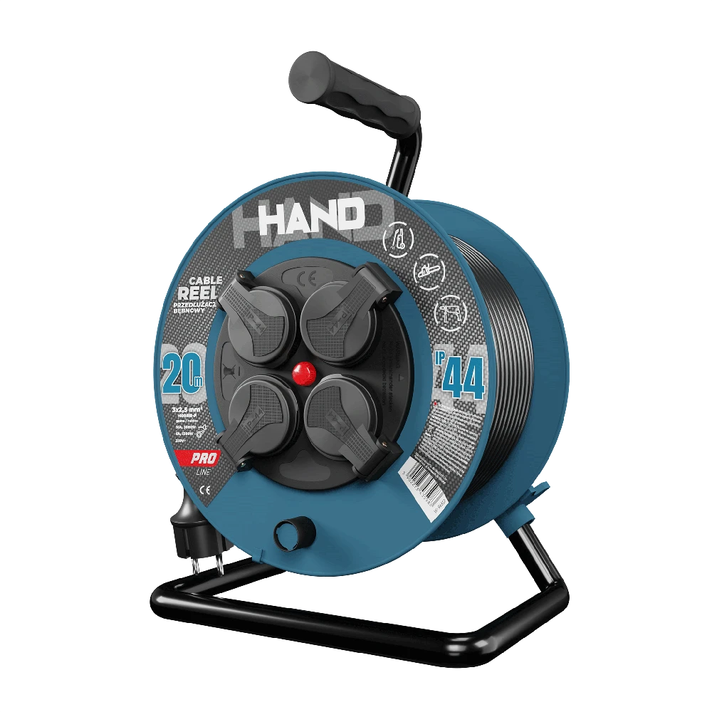 „Hand Pro“ kabelio būgnas, guminis apvyniotas laidas, IP44