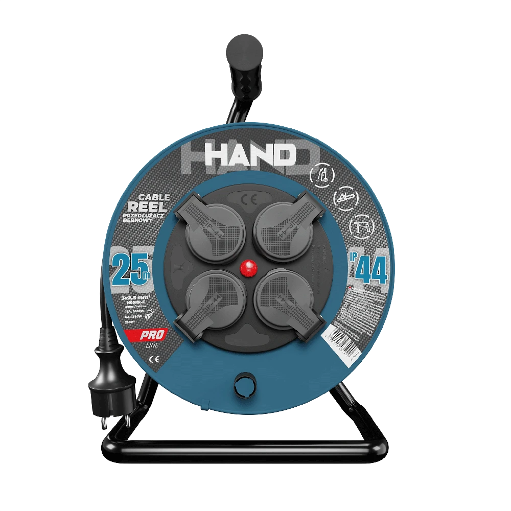 „Hand Pro“ kabelio būgnas, guminis apvyniotas laidas, IP44