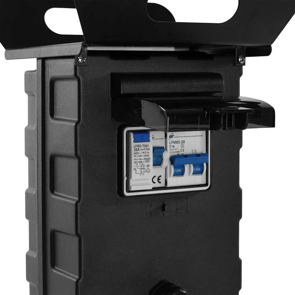 Plastrol Statybinis skirstomasis įrenginys nešiojamas su avariniu išjungikliu su apsauga; H07RN-F; 3×2,5; 230V, 4x2P+uz; 1xUSB; kabelio ilgis 2 m
