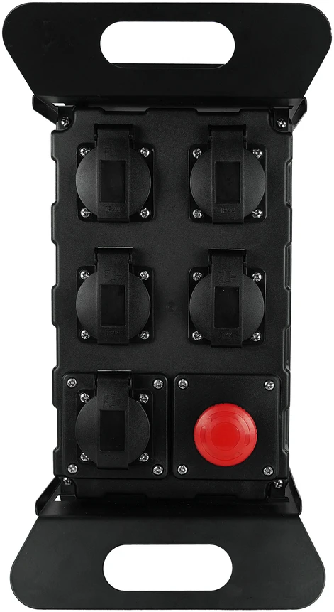 Plastrol Statybinis skirstomasis įrenginys nešiojamas su avariniu išjungikliu su apsauga; H07RN-F; 3×2,5; 230V, 4x2P+uz; 1xUSB; kabelio ilgis 2 m