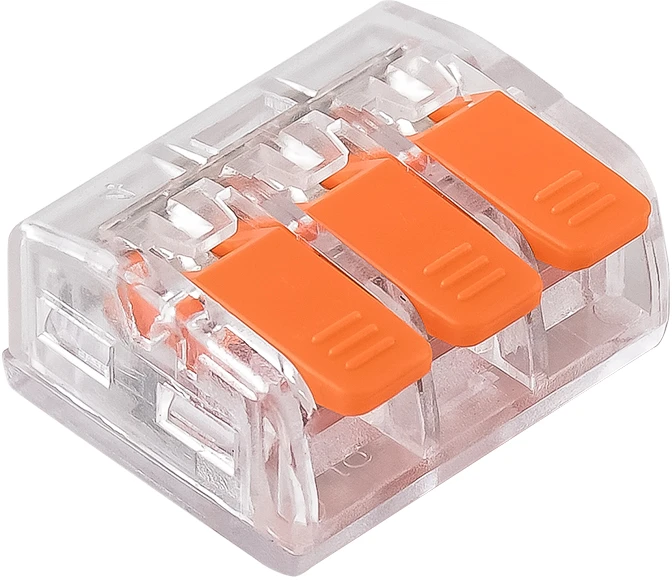 Plastrol Rinkinys 100 vnt. greitųjų jungčių su svirtelėmis, tinka visų tipų laidams: sz-3d; 24a; 450V; lankstus laidas 0,2–1,5 mm², standus laidas 0,2–2,5 mm².