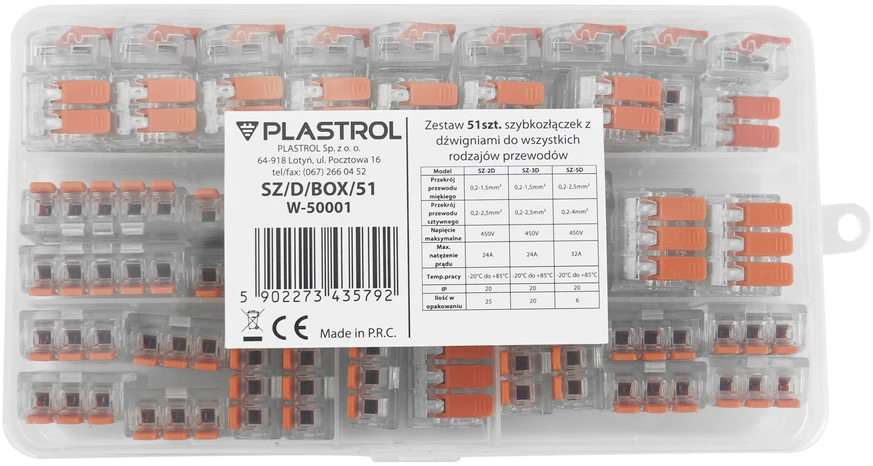 Plastrol Rinkinys 51 vnt. greitųjų jungčių su svirtelėmis visų tipų žarnoms: sz-2d x25 vnt.; sz-3d x20 vnt.; sz-5d x6 vnt.
