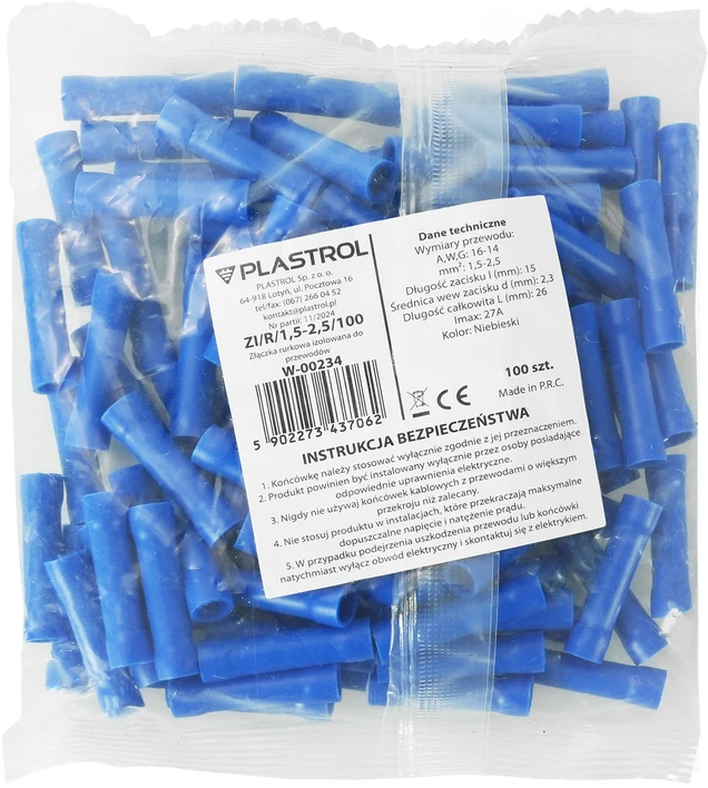 Plastrol Izoliuota vamzdinė jungtis laidams 1,5-2,5mm2