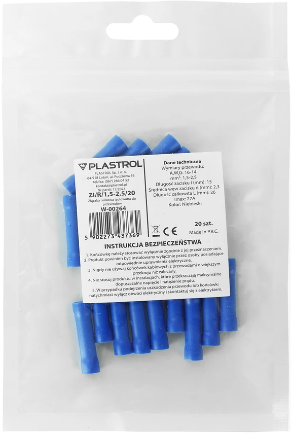 Plastrol Izoliuota vamzdinė jungtis laidams 1,5-2,5mm2