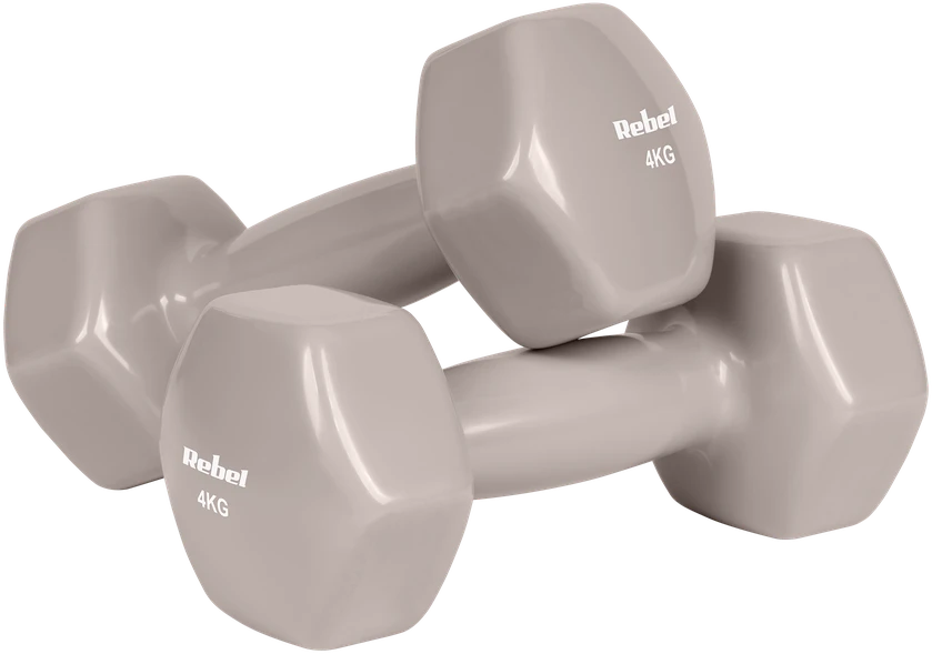 Ketaus vinilo hanteliai HEX rinkinys 30kg (2x1kg+2x2kg+2x3kg+2x4kg+2x5kg), REBEL ACTIVE
