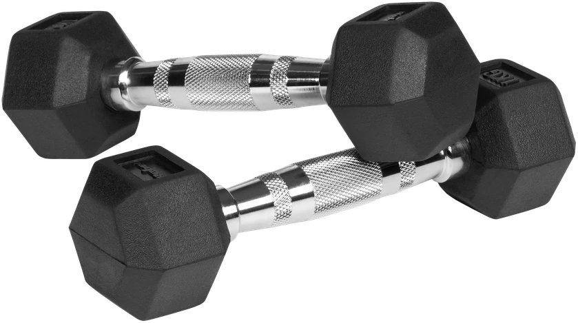 Gumuoti ketaus hanteliai HEX 2x1kg, REBEL ACTIVE