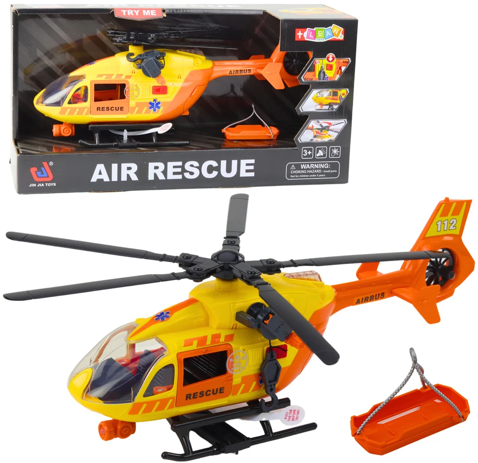 Lean Toys Gelbėjimo sraigtasparnis su šviesomis ir garsais oranžinis 1:12