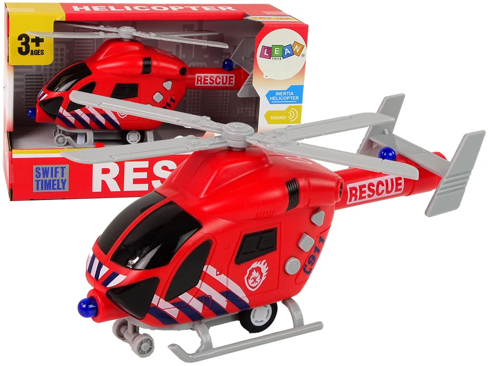Lean Toys Gaisrinės gelbėjimo sraigtasparnis su garsais ir šviesomis