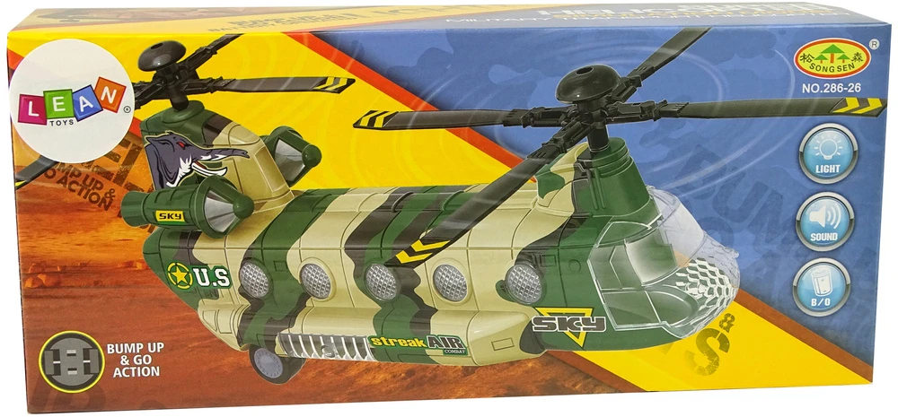 Lean Toys Karinio sraigtasparnis LeanToys High Wings su šviesom ir gasais