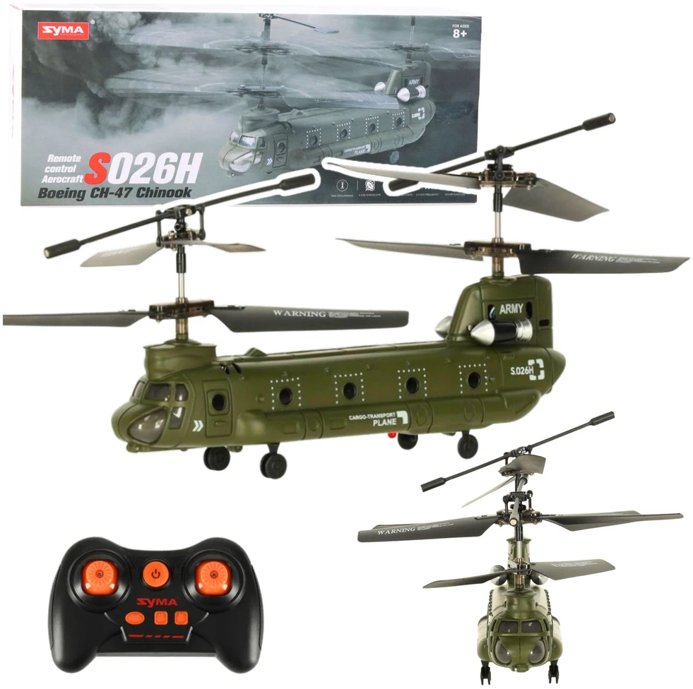 Lean Toys RC sraigtasparnio nuotolinio valdymo pultas Syma S026H-1 žalias chaki spalvos