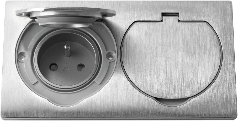 Orno Įleidžiamas kištukinis lizdas 2x250V OR-AE-1398, inox
