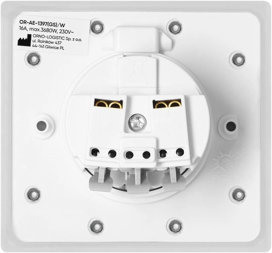Orno Hermetyczne Hermetiškas elektros lizdas, IP44, 1x2P+Z (Schuko), baltas