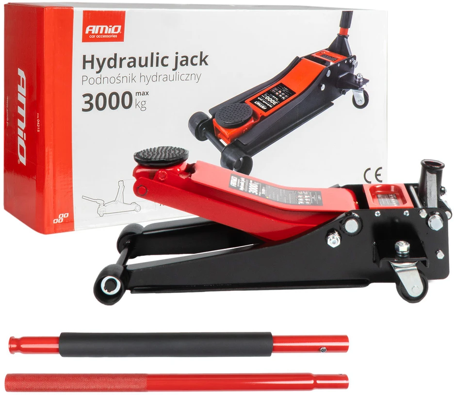 Žemo profilio hidraulinis keltuvas 3000 kg, 75–510 mm, CE, AMIO-04215