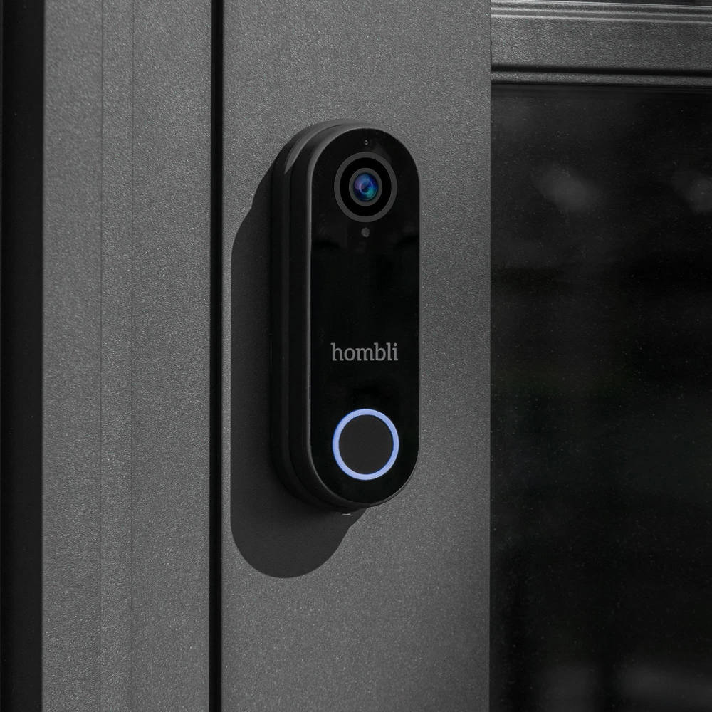 „Hombli“ – išmaniųjų durų skambučių reklaminis rinkinys (2 durų skambutis + 2 varpeliai), juodas
