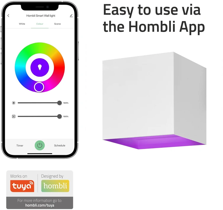 „Hombli“ – išmanusis lauko sieninis šviestuvas V2, baltas