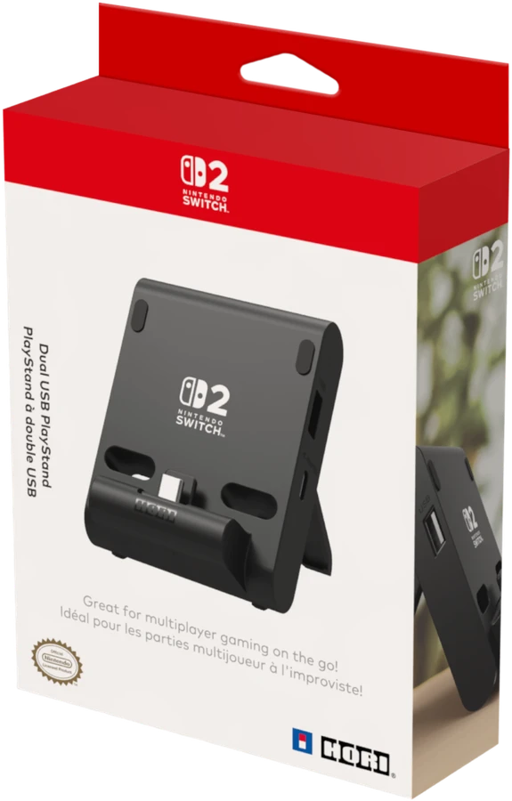 HORI - dvigubas USB „PlayStand“, skirtas „Nintendo Switch 2“ - tamsiai pilkas
