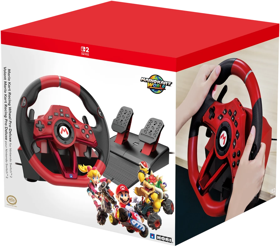 HORI - „Mario Kart Racing Wheel Pro DELUXE“ - raudonas - 11 colių (28 cm)