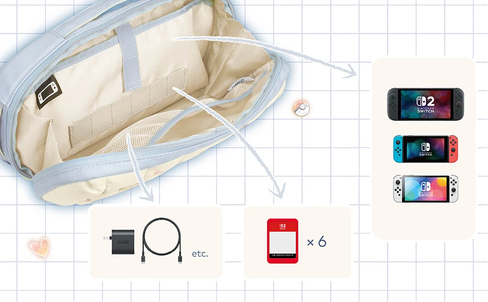 HORI - Puff Maišelis Switch 2 (Eevee Cottage Core) - Mėlynas - Vidutinio dydžio