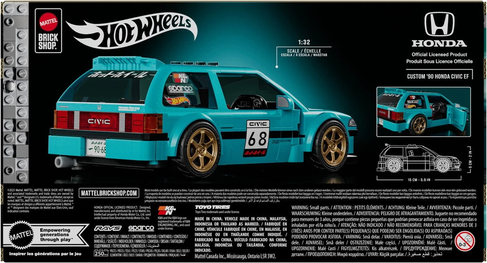 MATTEL BRICK SHOP HOT WHEELS Honda Custom 90 Civic EF konstruktorius (JHF62)
