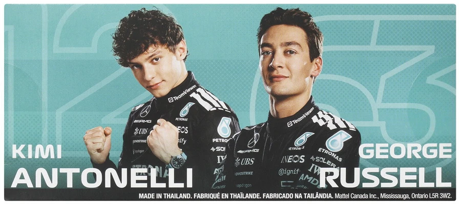 Mattel HOT WHEELS PREMIUM F1 dviejų Mercedes-Benz George Russel ir Kimi Antonelli bolidų rinkinys (JMM93)