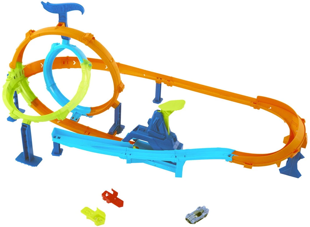 Mattel HOT WHEELS STUNT TRACKS rinkinys – Dvigubos kilpos iššūkis (JHK73)