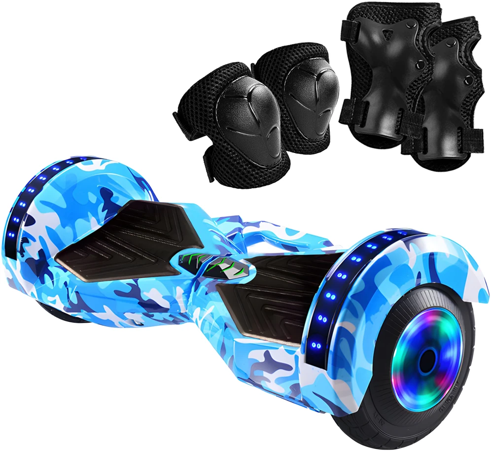 Hoverboard 8 colių elektrinė riedlentė su LED plokšte ir garsiakalbių apsaugomis ER033