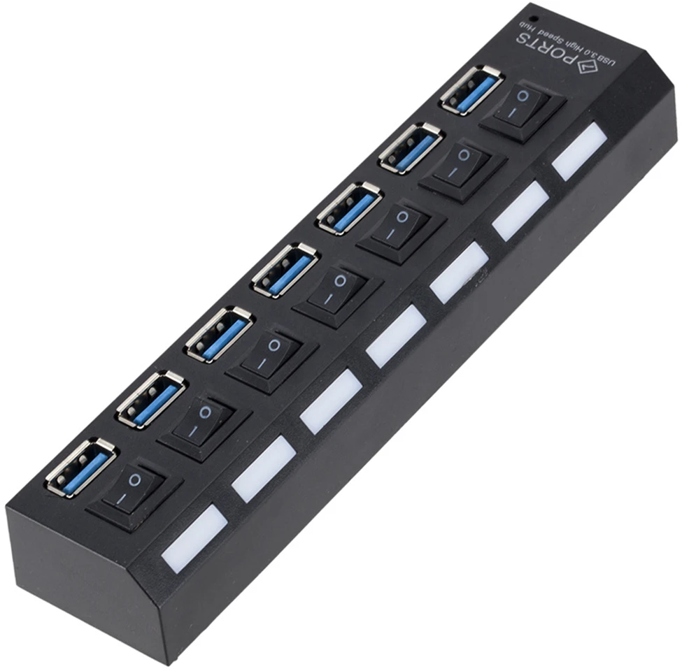 Hub USB šakotuvo skirstytuvas, 7 prievadų, USB 3.0 skirstytuvas