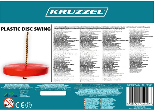 Kruzzel Oranžinis Vienvietės plastikinės supynės "Diskas" Oranžinis