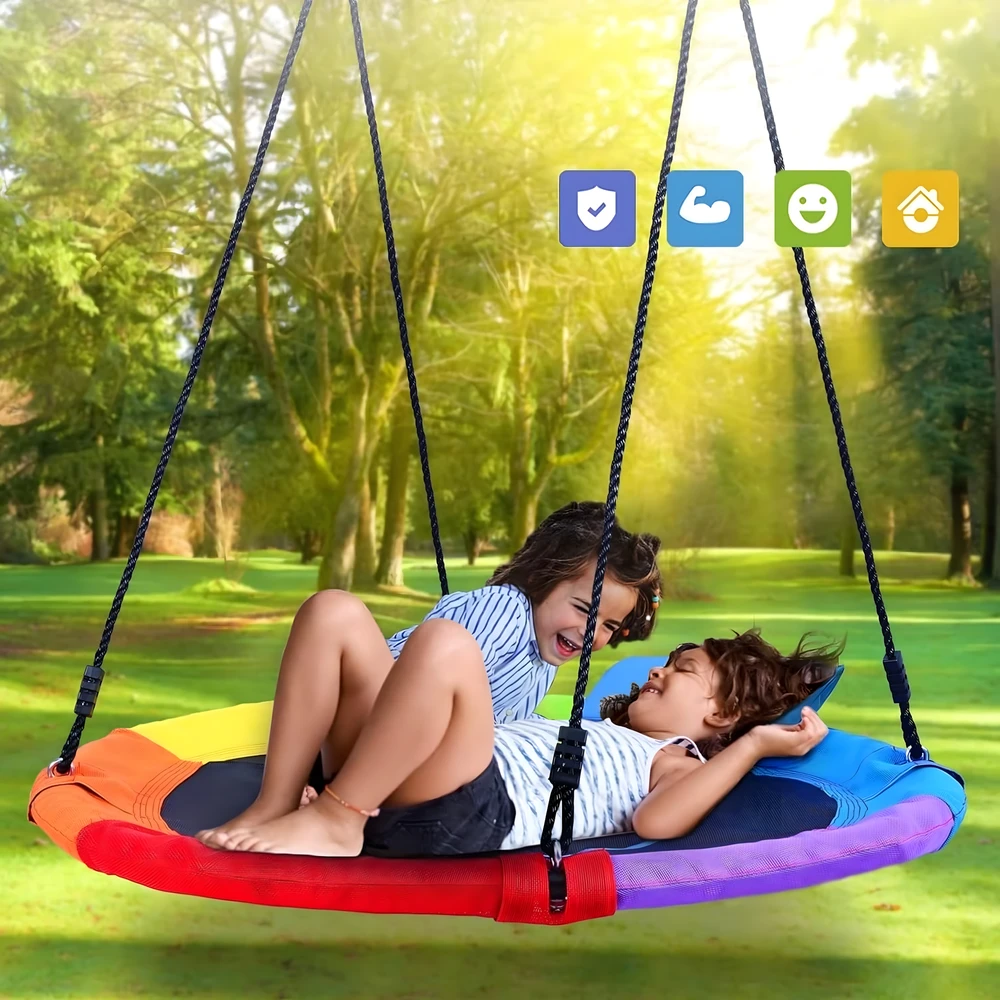 Huśtawka Didelės sodo sūpynės, 100 cm, gandro lizdas vaikams, hamako rėmas