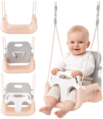 Kruzzel 3-in-1 pilka-beige children's swing