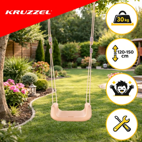 Kruzzel 3-in-1 pilka-beige children's swing